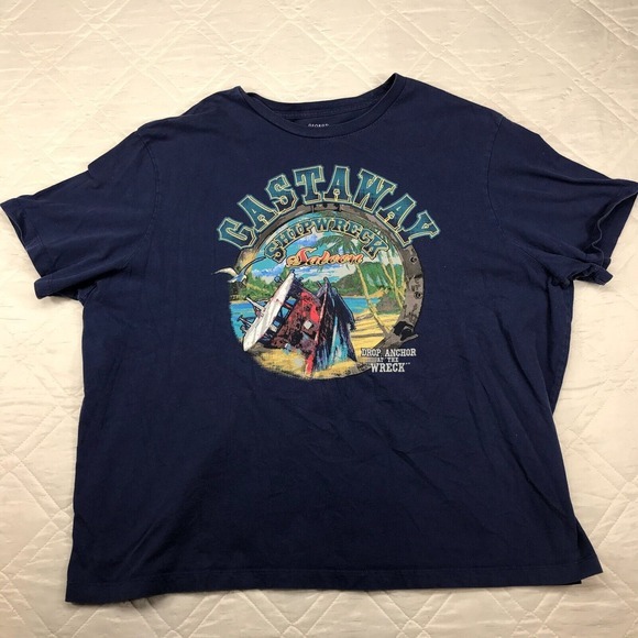 George Other - Mens Vintage Ocean Fishing Castaway Shipwreck Saloon T shirt blue SS 3XL
